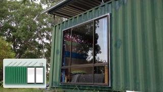 Shipping Container House - Installing a large window