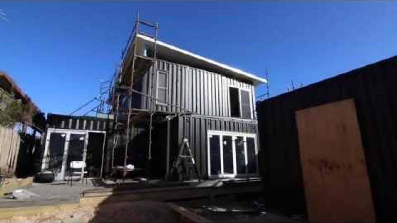 Two story container home install